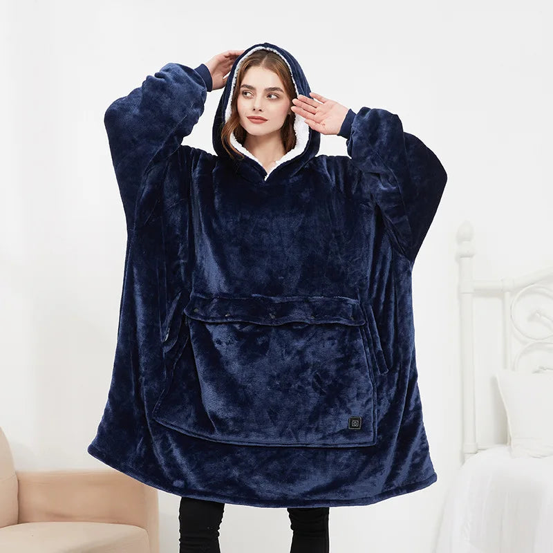 Heating Electric Blanket USB Rechargeable Sweater Pullover Heating Couple Home Clothes Thickened plus Size Hooded