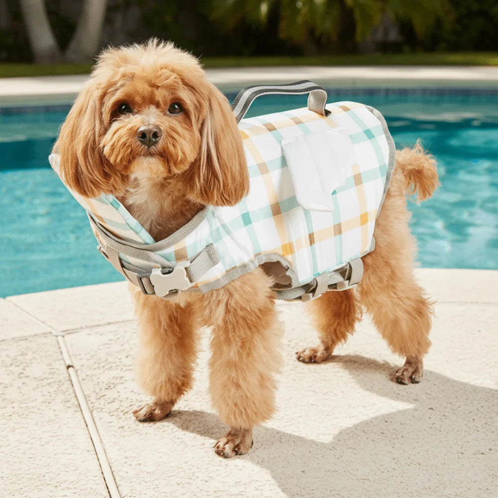 Practical Adjustable Dog Life Jacket Cartoon Waterproof Dog Swimsuit Safety Handle High Buoyancy Dog Swimming Suit Water Sports
