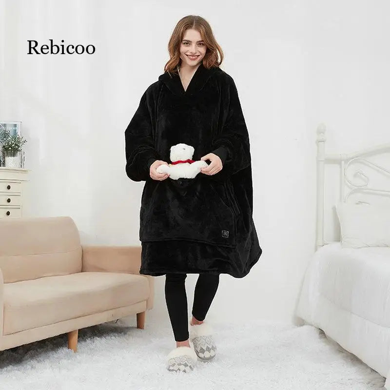 Heating Electric Blanket USB Rechargeable Sweater Pullover Heating Couple Home Clothes Thickened plus Size Hooded