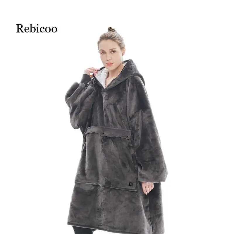 Heating Electric Blanket USB Rechargeable Sweater Pullover Heating Couple Home Clothes Thickened plus Size Hooded