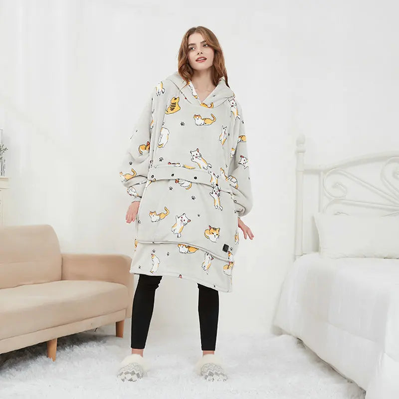 Heating Electric Blanket USB Rechargeable Sweater Pullover Heating Couple Home Clothes Thickened plus Size Hooded