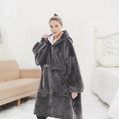 Heating Electric Blanket USB Rechargeable Sweater Pullover Heating Couple Home Clothes Thickened plus Size Hooded