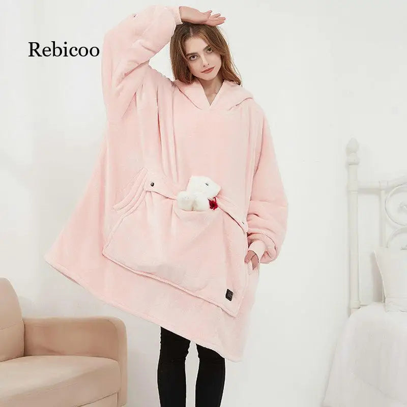 Heating Electric Blanket USB Rechargeable Sweater Pullover Heating Couple Home Clothes Thickened plus Size Hooded