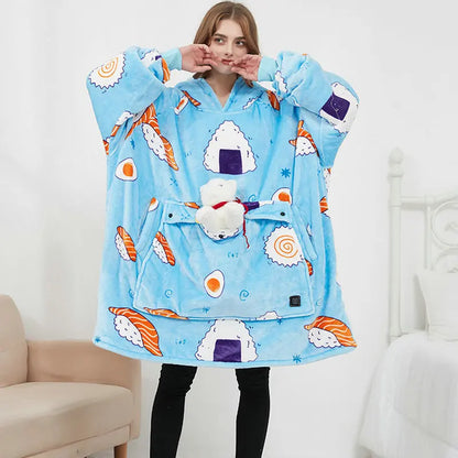 Heating Electric Blanket USB Rechargeable Sweater Pullover Heating Couple Home Clothes Thickened plus Size Hooded