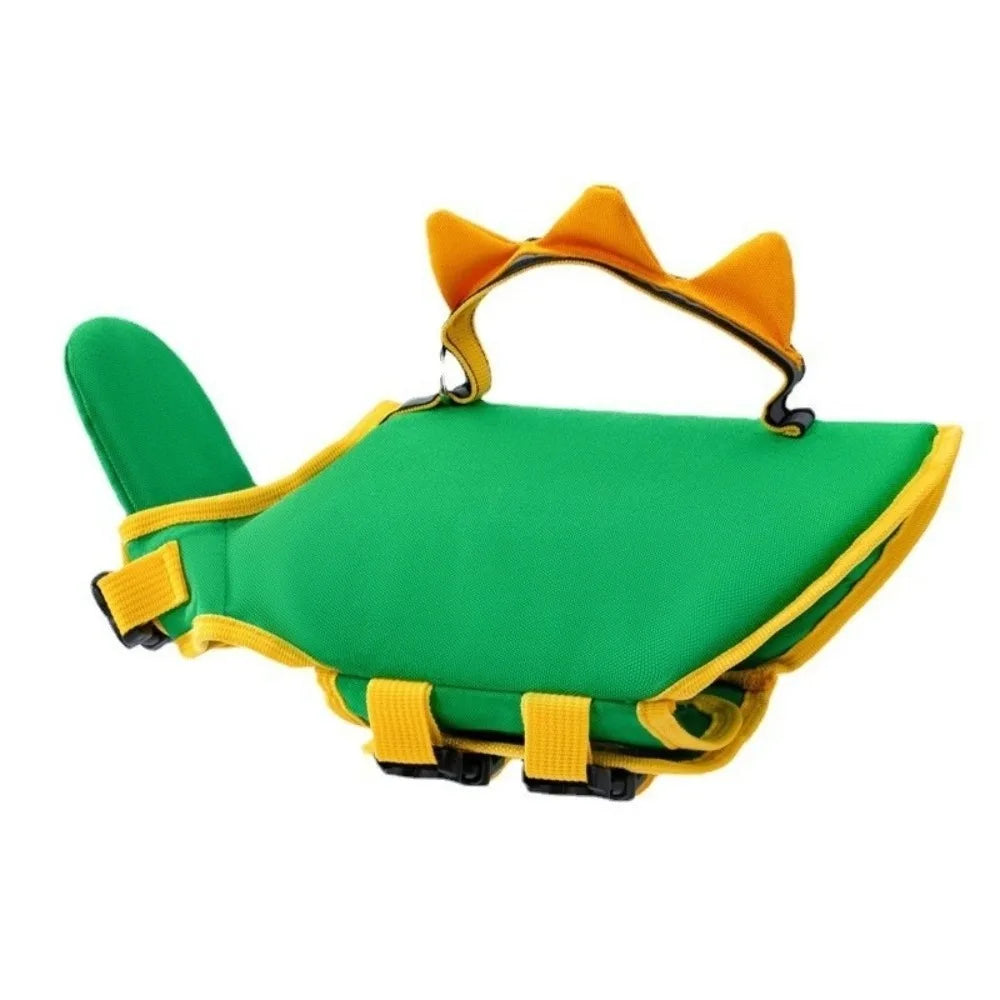 Practical Adjustable Dog Life Jacket Cartoon Waterproof Dog Swimsuit Safety Handle High Buoyancy Dog Swimming Suit Water Sports
