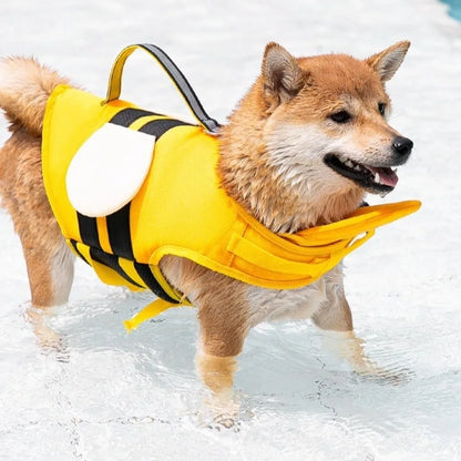 Practical Adjustable Dog Life Jacket Cartoon Waterproof Dog Swimsuit Safety Handle High Buoyancy Dog Swimming Suit Water Sports